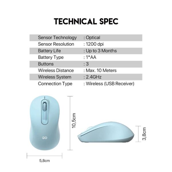 Mouse inalámbrico FANTECH W608 GO Azul - Imagen 3