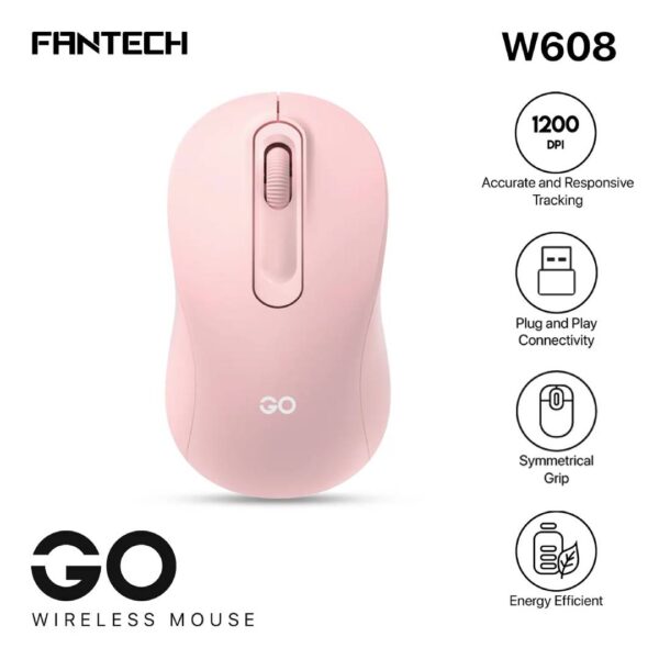 Mouse inalámbrico FANTECH W608 GO Rosa - Imagen 3