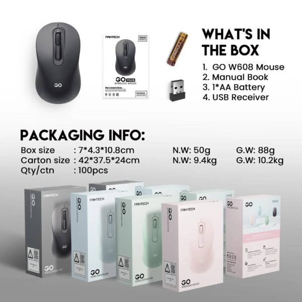 Mouse inalámbrico FANTECH W608 GO Rosa - Imagen 4