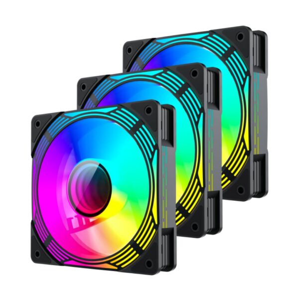 3-Pack Ventiladores Gamemax KF300 120mm Negro - Imagen 2