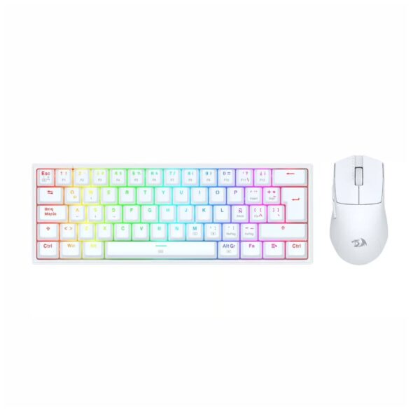 Kit de Teclado y Mouse Redragon k617RGB SP M724 Blanco S143W