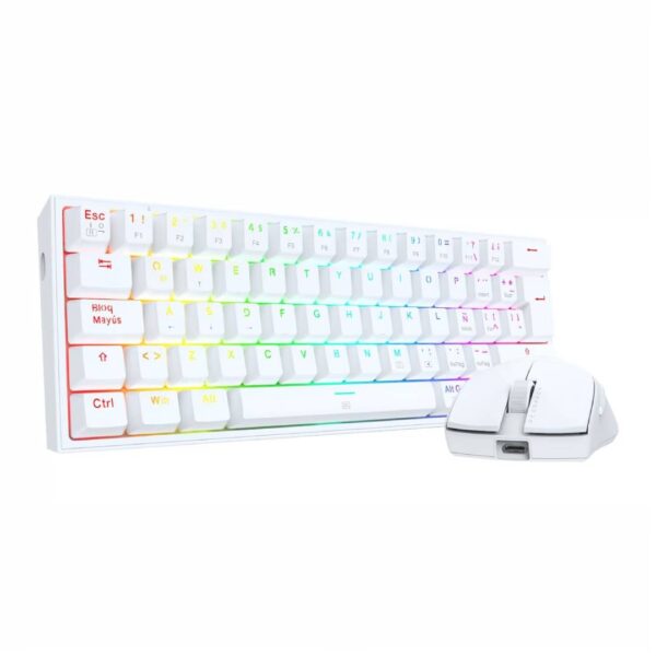 Kit de Teclado y Mouse Redragon k617RGB SP M724 Blanco S143W - Imagen 3