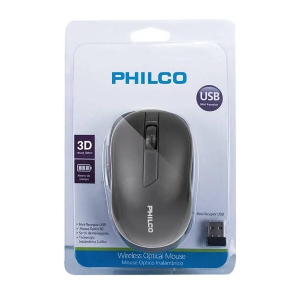 Mouse Optico Inalambrico Philco 210WN Negro - Imagen 2