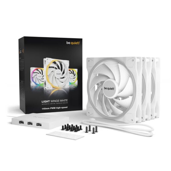 (PREVENTA) Pack X3 Fans be quiet! LIGHT WINGS 140mm White PWM highspeed - Imagen 5