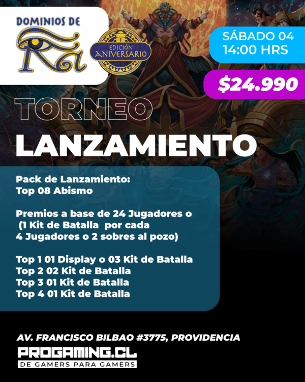 Torneo Lanzamiento Aniversario de Ra – Sábado 04 Octubre 14:00 Hrs