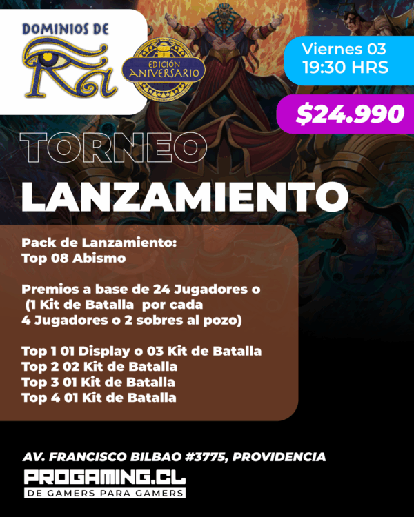 Torneo Lanzamiento Aniversario de Ra – Viernes 03 Octubre 19:30 Hrs