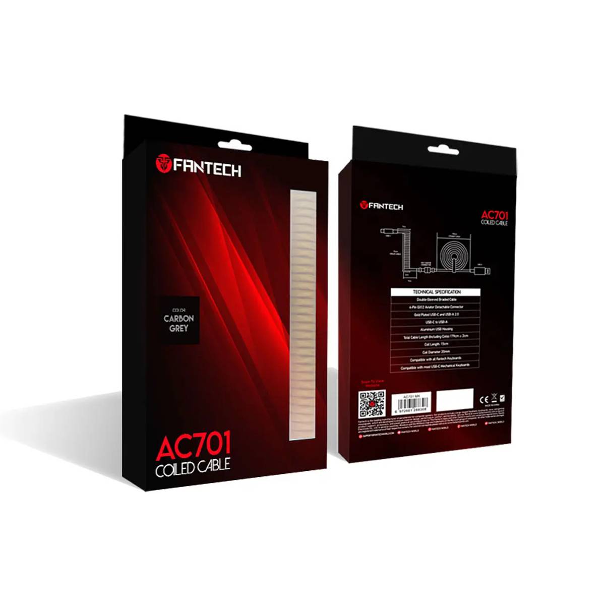 Cable Rizado Fantech AC701 USB C-USB A Grey - Imagen 2