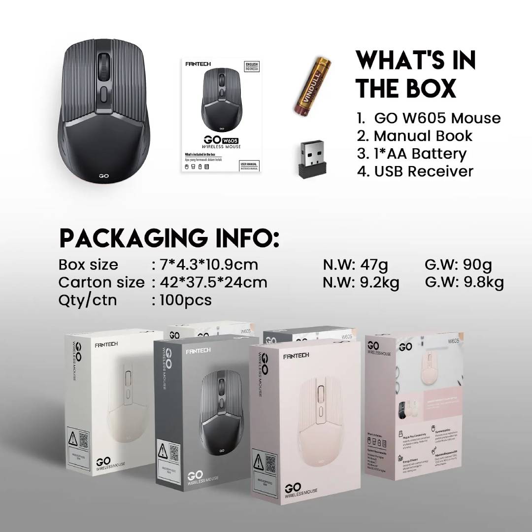 Mouse Inalámbrico Fantech W605 GO Black - Imagen 4