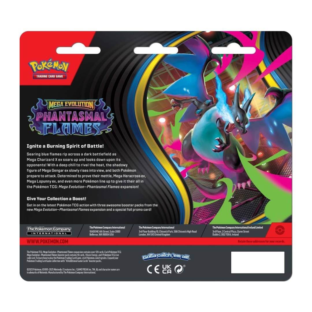 Pokemon Mega Evolution Phantasmal Flames 3-Pack Blister ING - Imagen 2