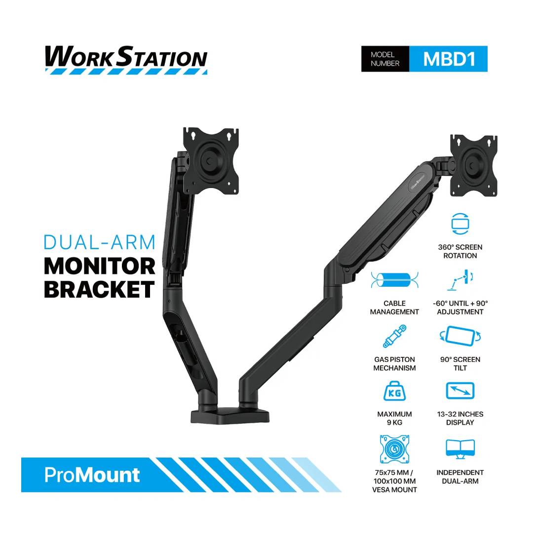 Soporte de Monitor Fantech ProStand Dual MBD1 Black - Imagen 5