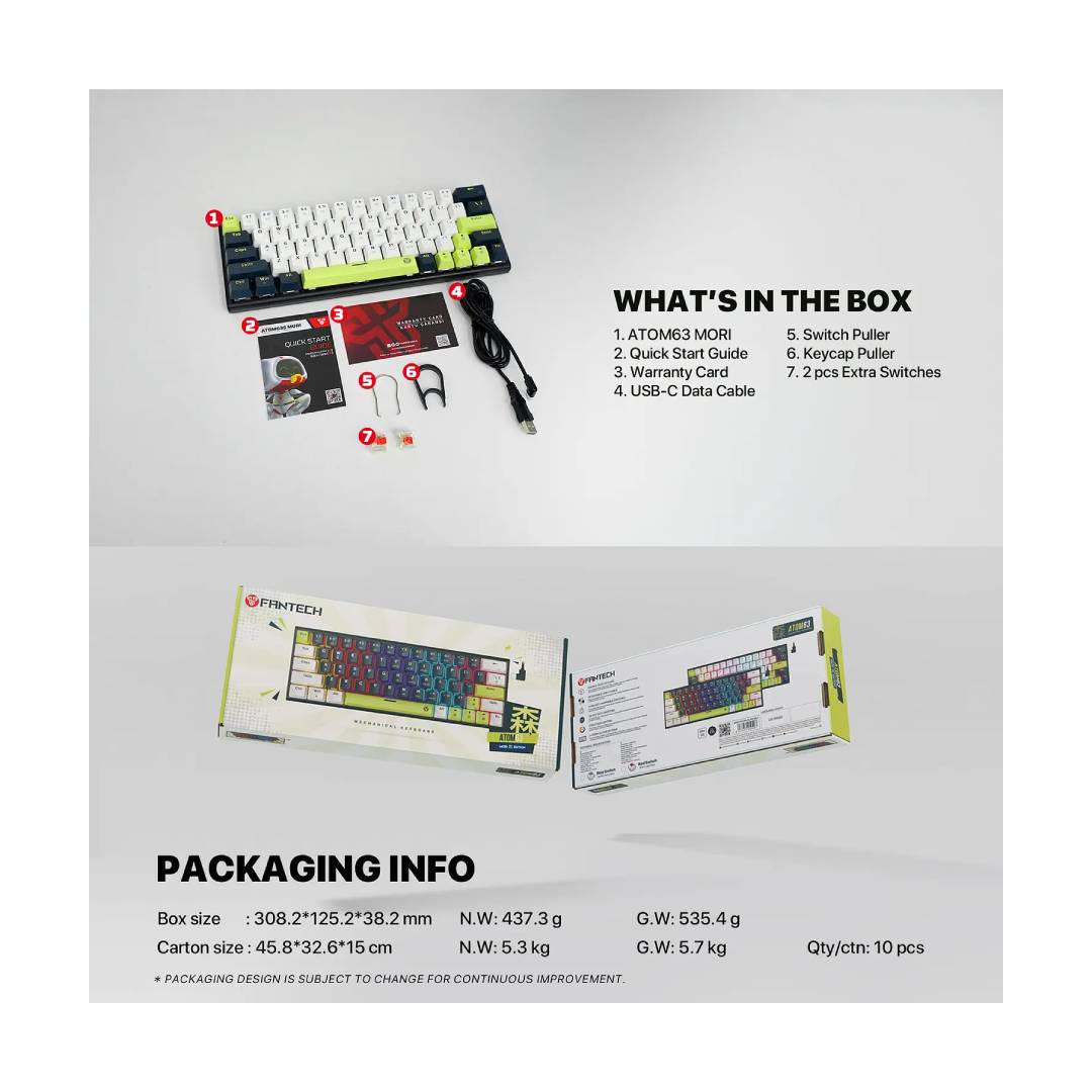 Teclado Fantech MK874V2 ATOM63 MORI Blue (Switch Rosie) - Imagen 7