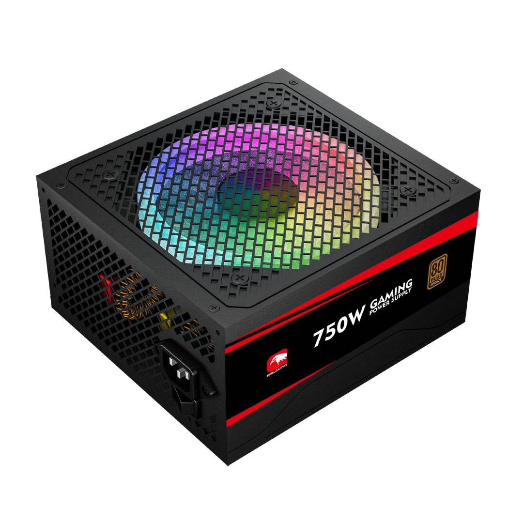 Fuente de Poder ESGAMING ES-RGB750W 80Plus Gold, ATX