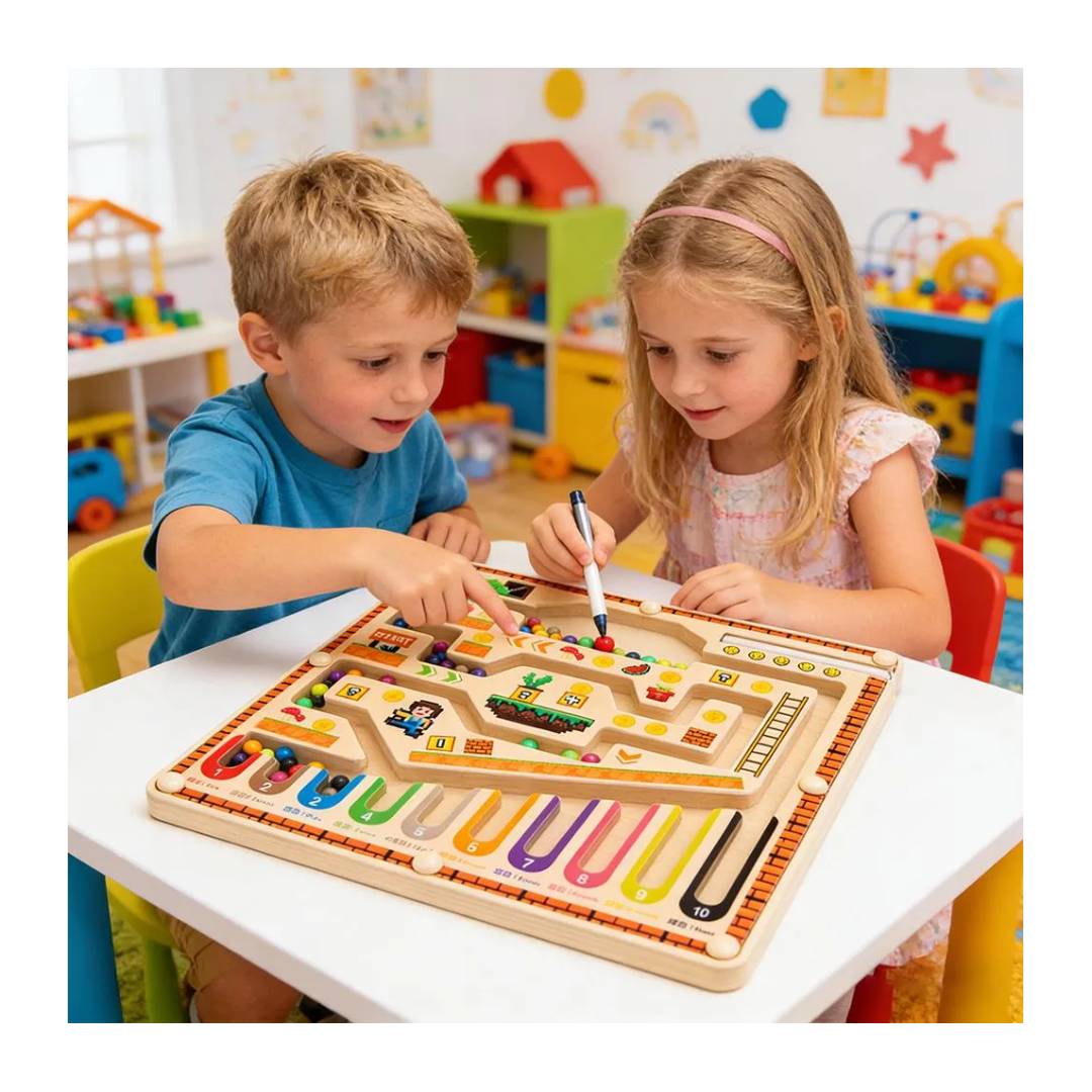 Juguete Montessori Madera Laberinto Números y Colores - Imagen 2