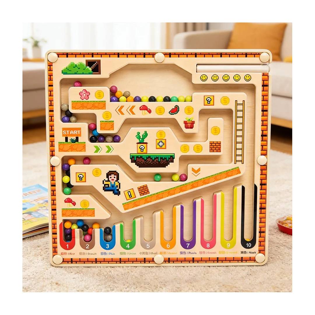 Juguete Montessori Madera Laberinto Números y Colores - Imagen 5