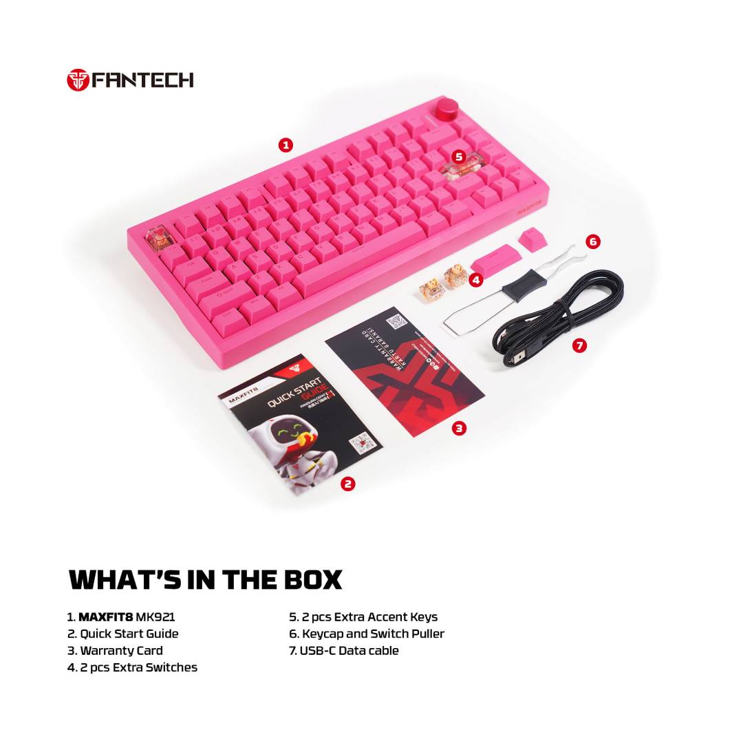 Teclado Inalámbrico Fantech MK921 MAXFIT8 Rosie Pink S White - Imagen 7