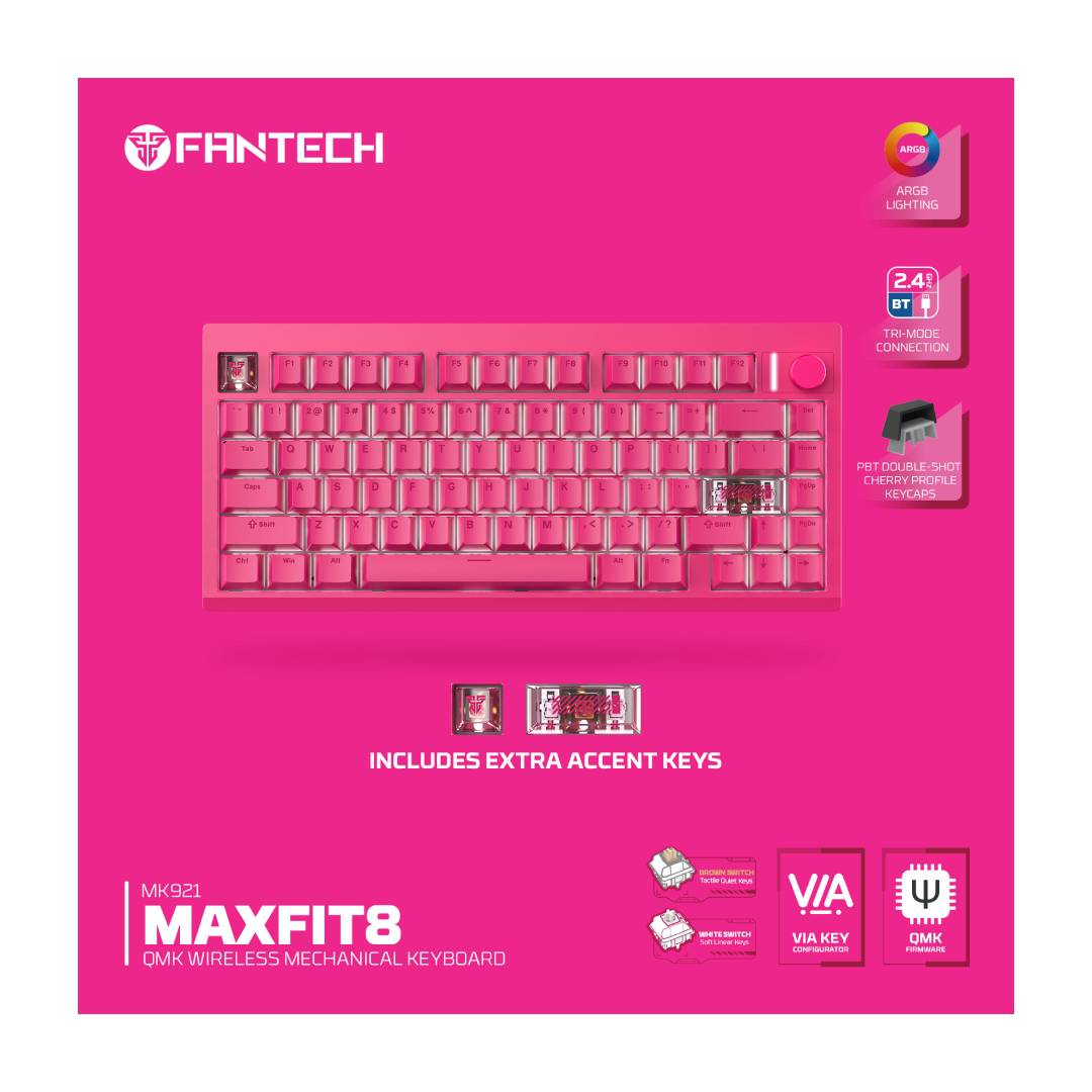 Teclado Inalámbrico Fantech MK921 MAXFIT8 Rosie Pink S Brown - Imagen 6
