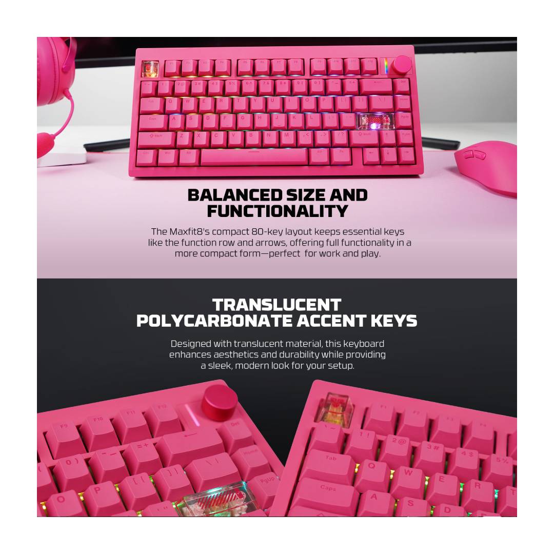 Teclado Inalámbrico Fantech MK921 MAXFIT8 Rosie Pink S White - Imagen 6