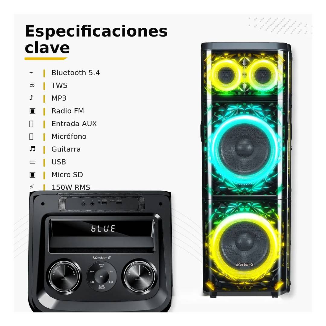 Parlante Karaoke Master G MGTORCH 12” con Bluetooth 5.4 - Imagen 6