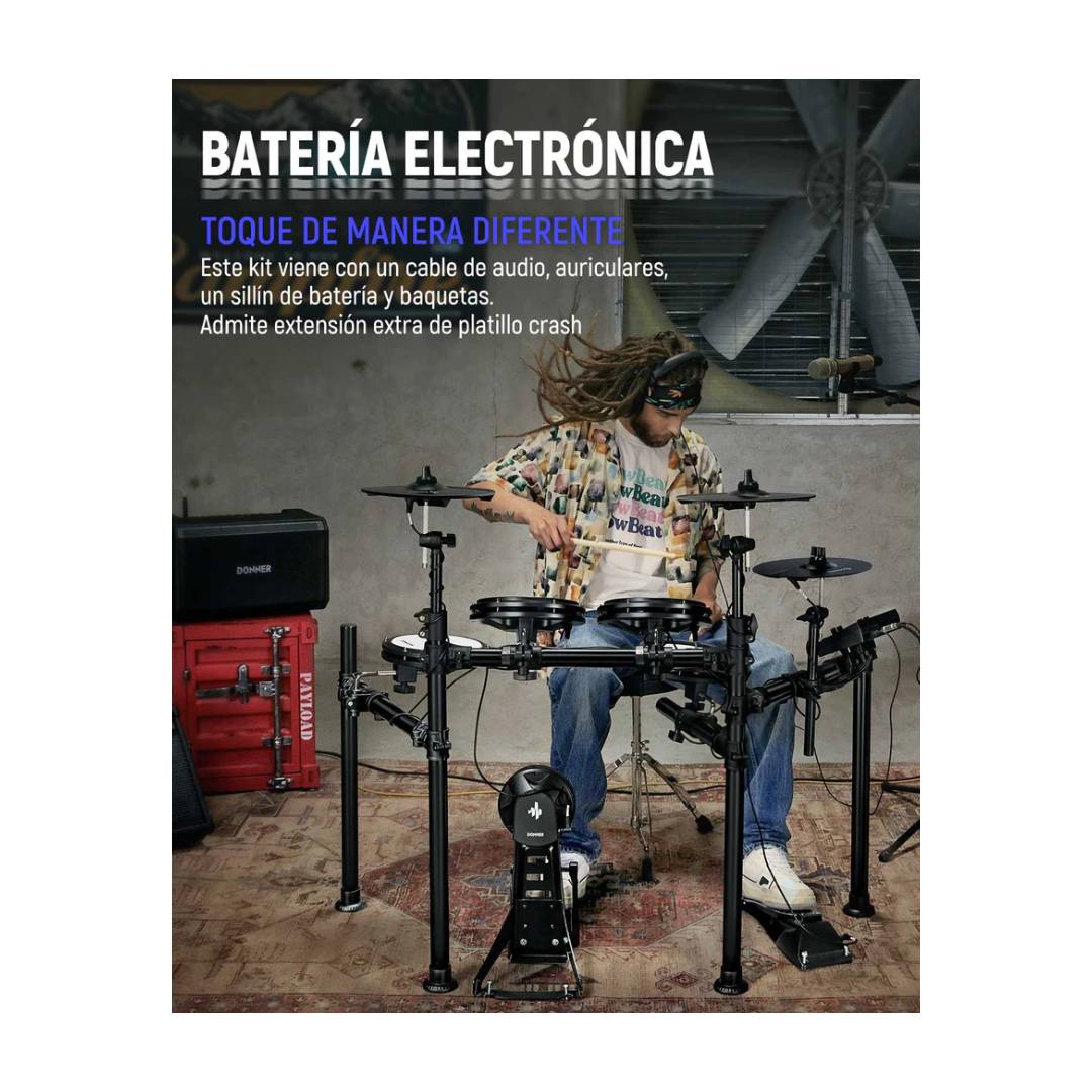 Bateria Electronica Donner DED-200 5 Drums 4 Cymbals - Imagen 4