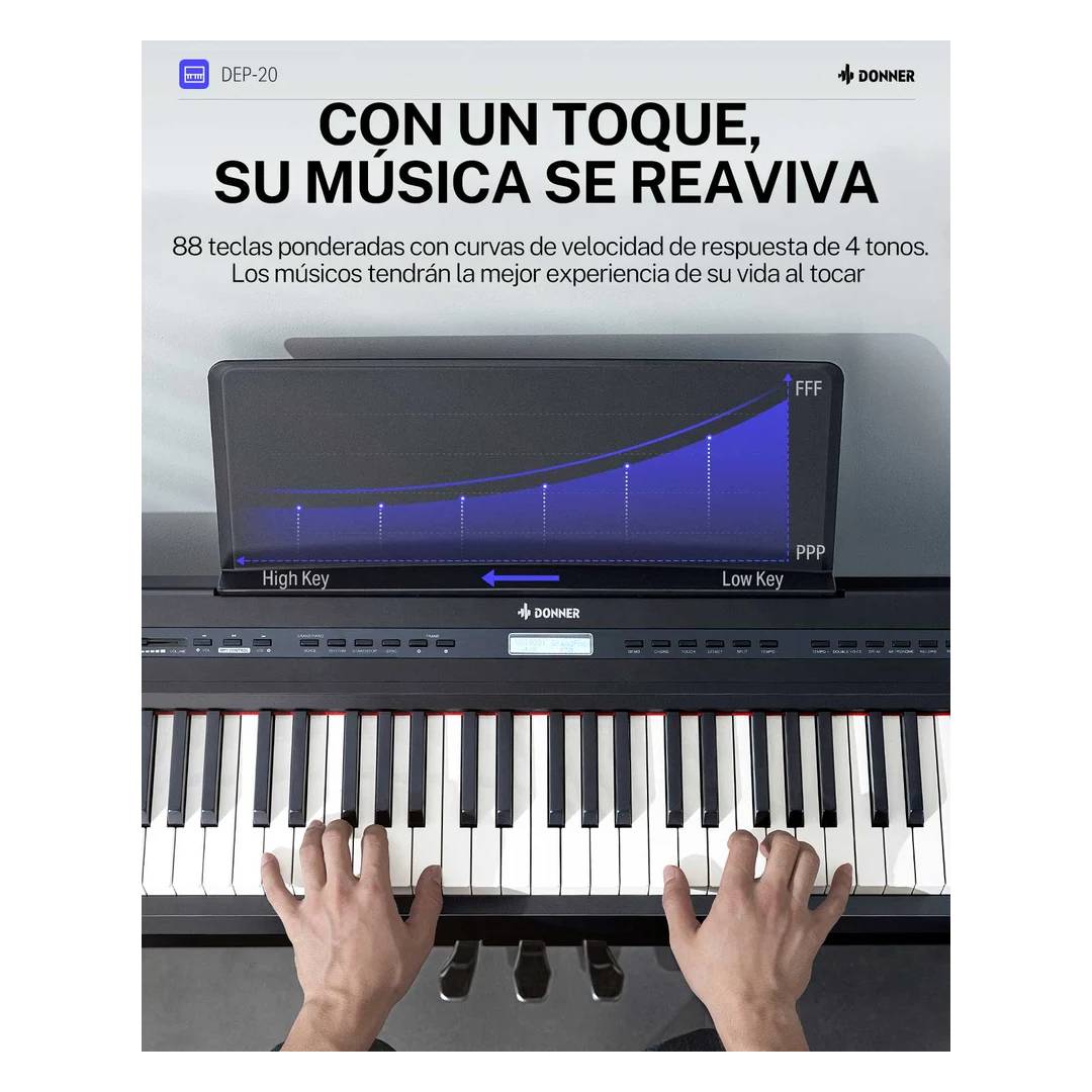 Piano Digital Donner DEP-20 Full Size 88 Teclas c Contrapeso - Imagen 5
