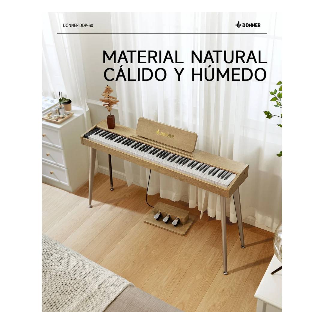 Piano Digital Donner DDP-60 88 Teclas Semi Pesadas Wood - Imagen 3