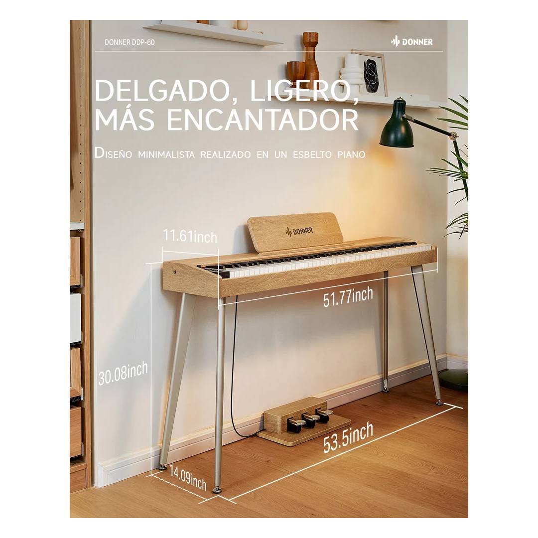 Piano Digital Donner DDP-60 88 Teclas Semi Pesadas Wood - Imagen 4