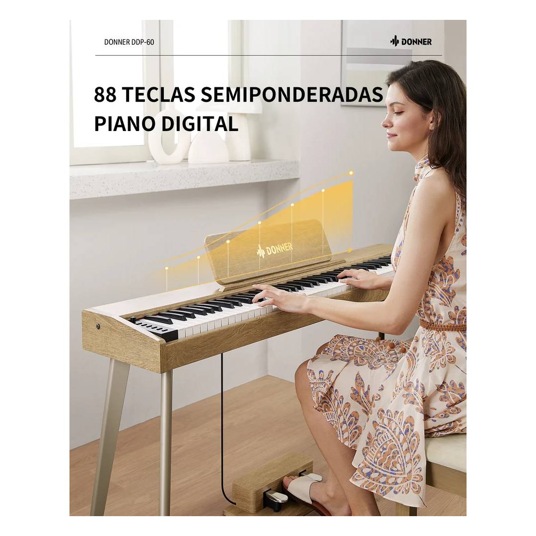 Piano Digital Donner DDP-60 88 Teclas Semi Pesadas Wood - Imagen 5