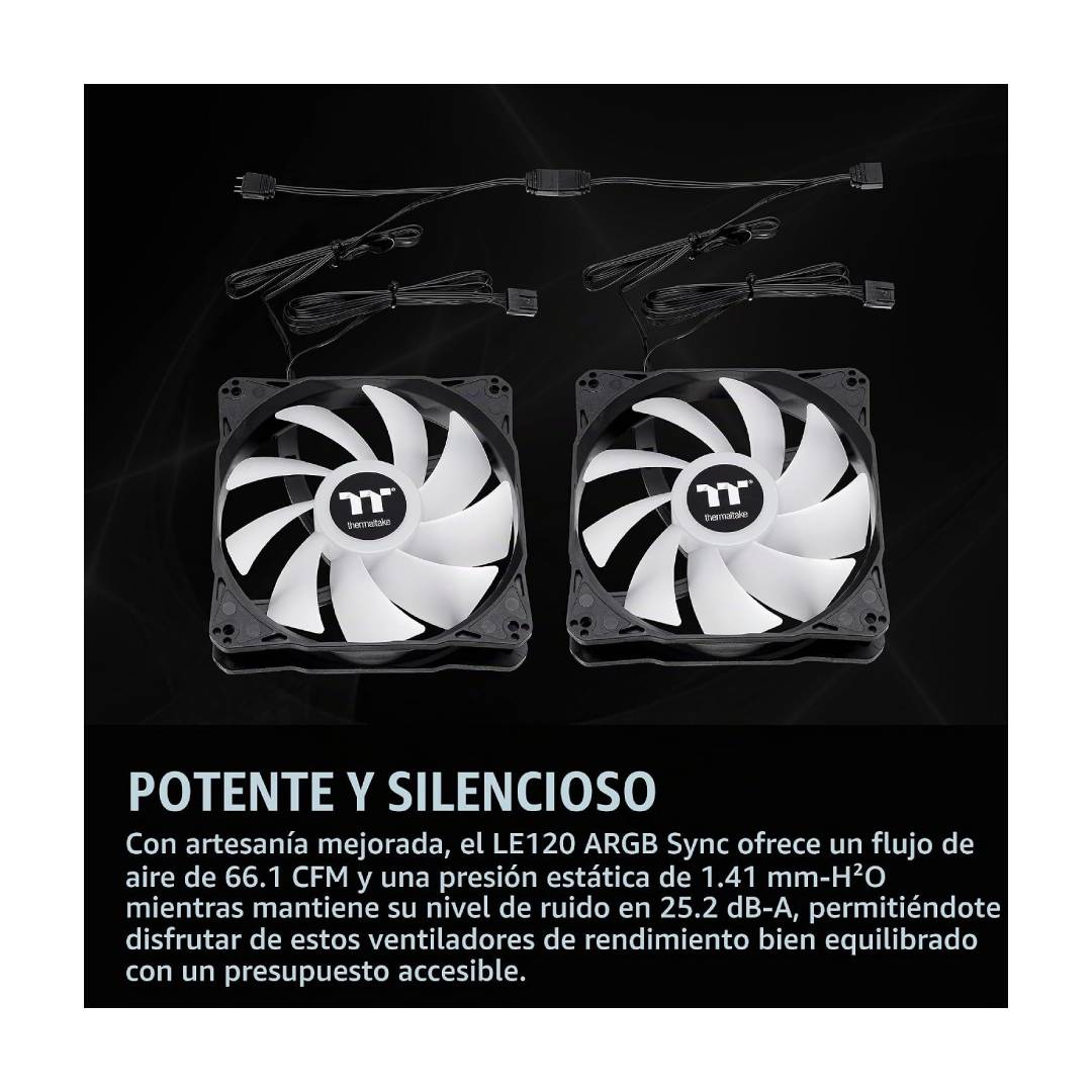 Ventiladores Thermaltake LE120 ARGB Sync PWM Negro - Imagen 3