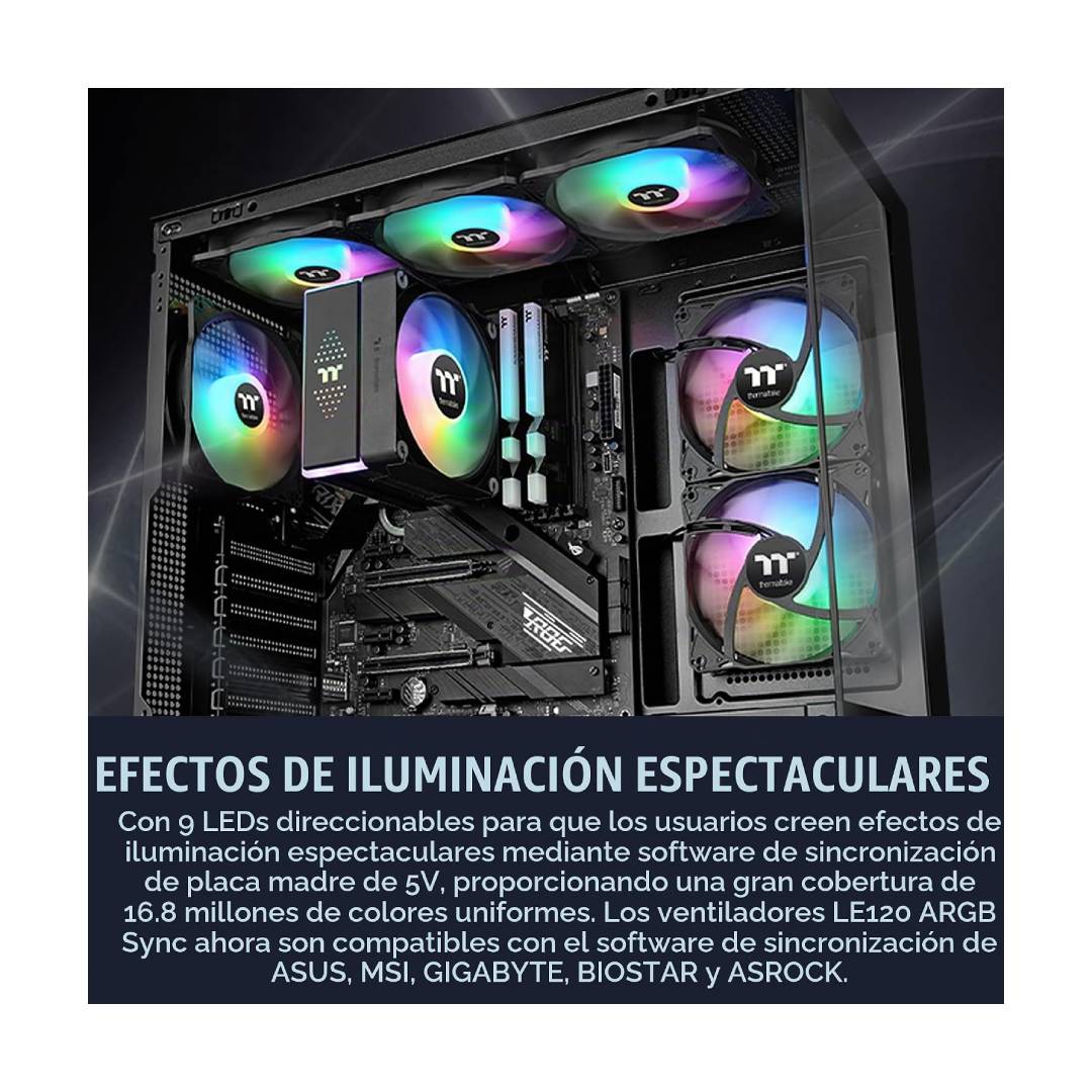 Ventiladores Thermaltake LE120 ARGB Sync PWM Negro - Imagen 4