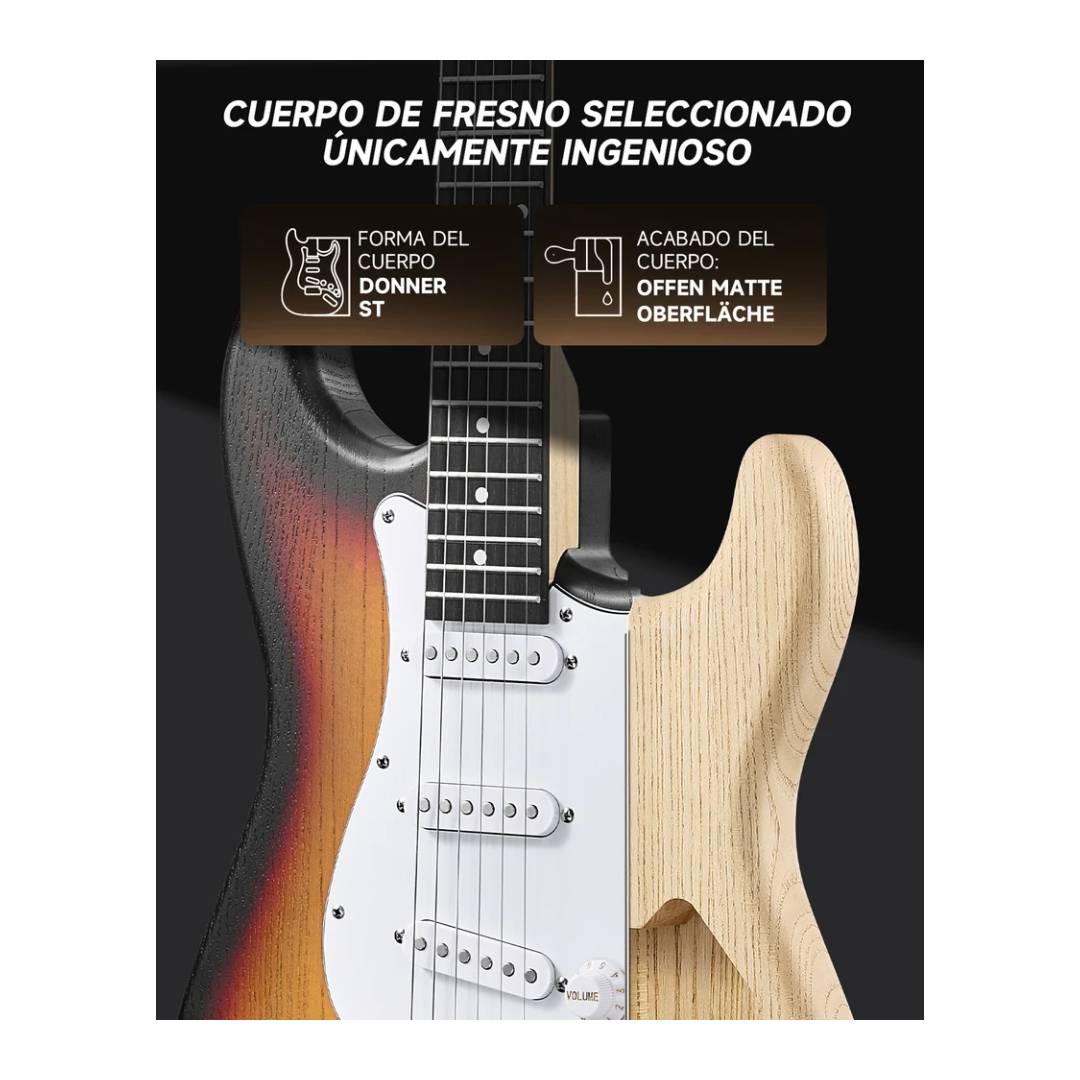 Guitarra Electrica Donner DST-80 Sunburst con Accesorios - Imagen 4